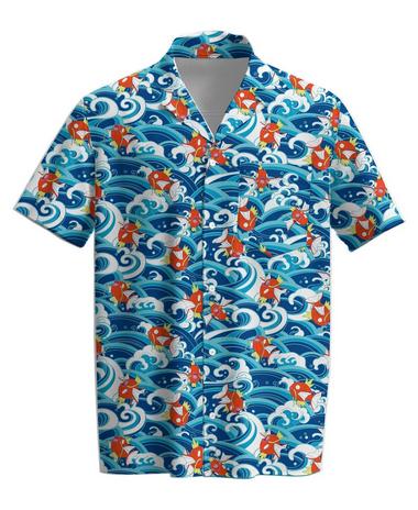 Pokemon Magikarp Waves Woven Unisex Button-Up Collard Shirt Exclusivité Games Zone